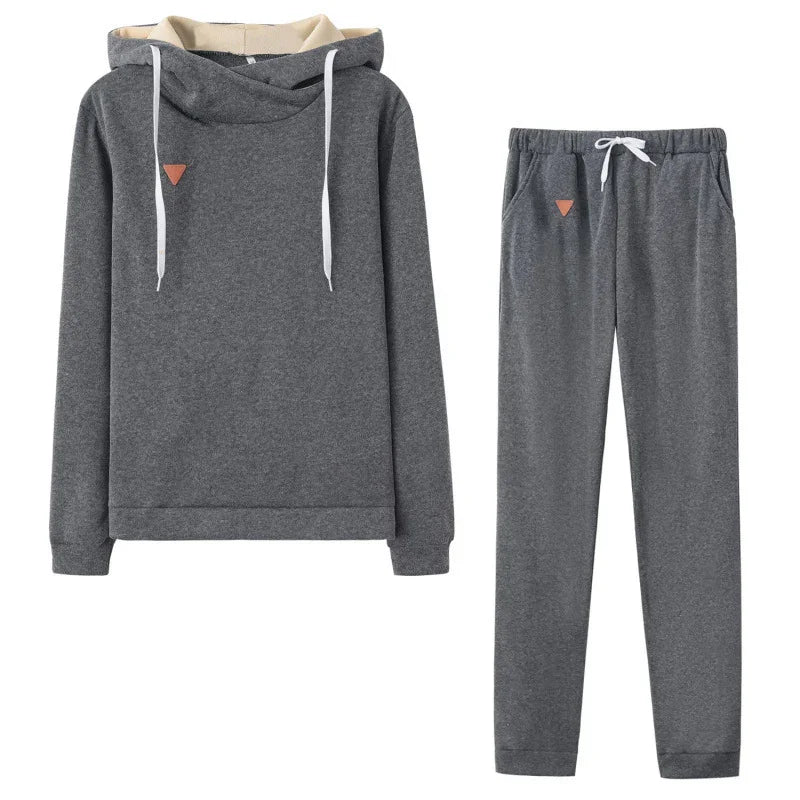 Women's Fleece Long Sleeve Hooded Casual Sports Set