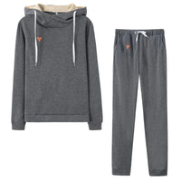 Women's Fleece Long Sleeve Hooded Casual Sports Set