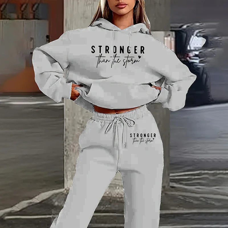 Women's 2-Piece Set Hoodie Drawstring Jogger Pants Tracksuit