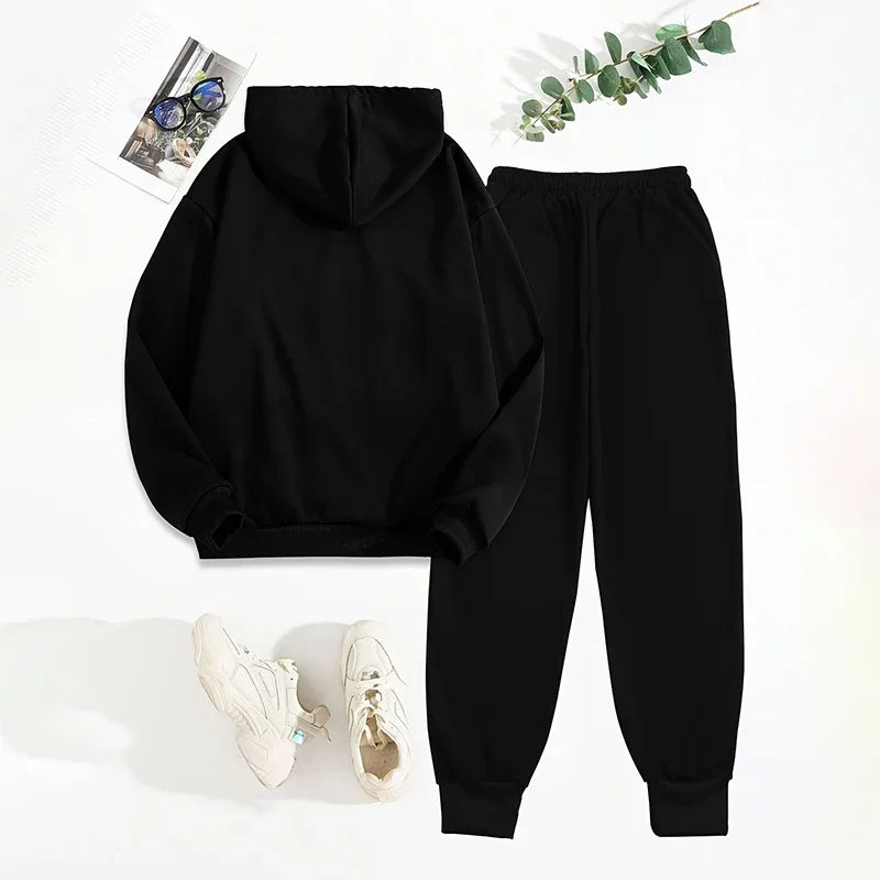 Women's 2-Piece Set Hoodie Drawstring Jogger Pants Tracksuit
