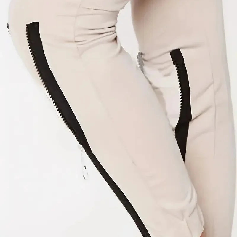 Women's Two-Piece Set Cropped Long Sleeve Top with Drawstring Pants