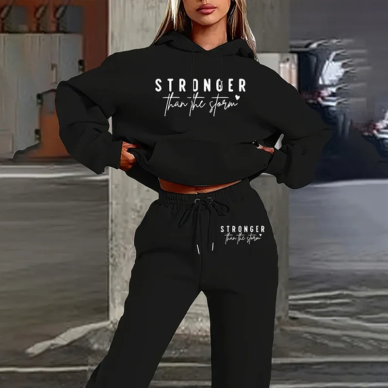 Women's 2-Piece Set Hoodie Drawstring Jogger Pants Tracksuit