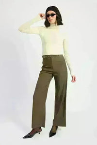 Adjustable Waist Band Buckle Dress Pants - Jessiz Boutique