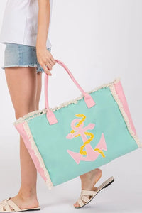 Anchor Fringe Oversize Fashion Tote - Jessiz Boutique