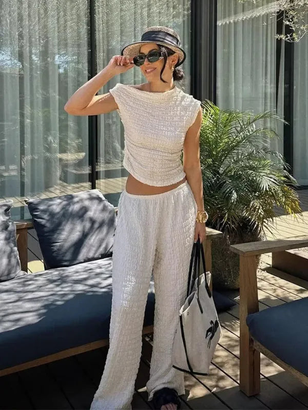 Asymmetric Top High Waist Pants Suit - Jessiz Boutique