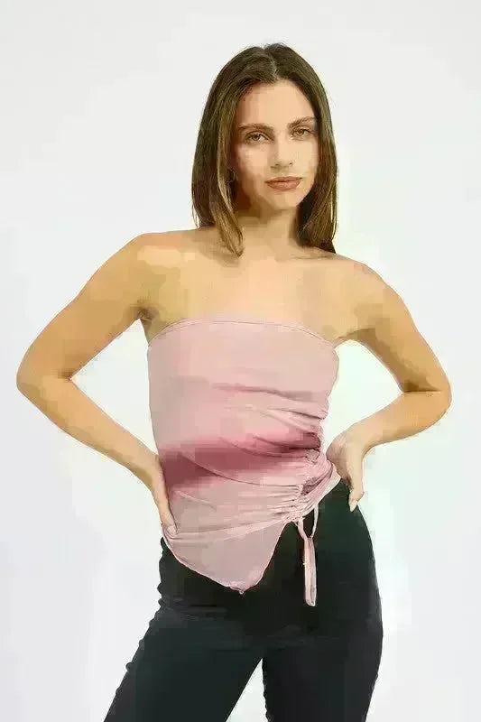 Asymmetrical Shirred Tube Top - Jessiz Boutique