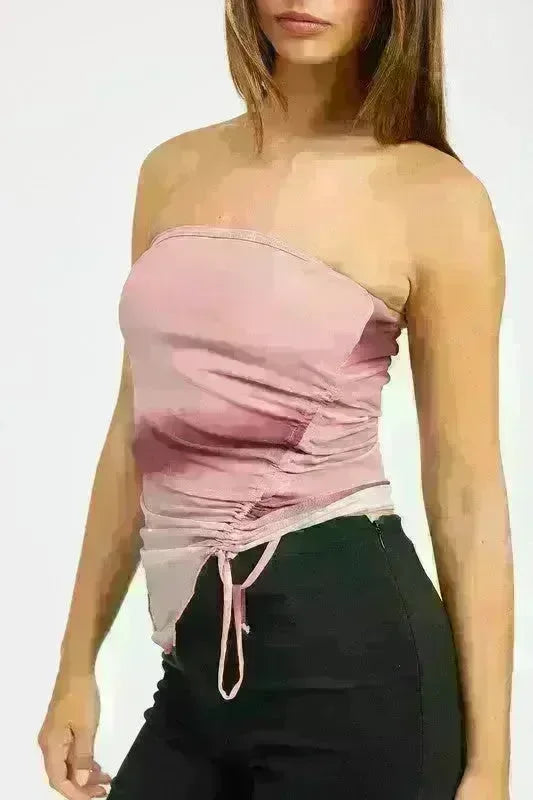 Asymmetrical Shirred Tube Top - Jessiz Boutique