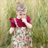 Baby Girl Floral Dress Romper Headband Set - Jessiz Boutique