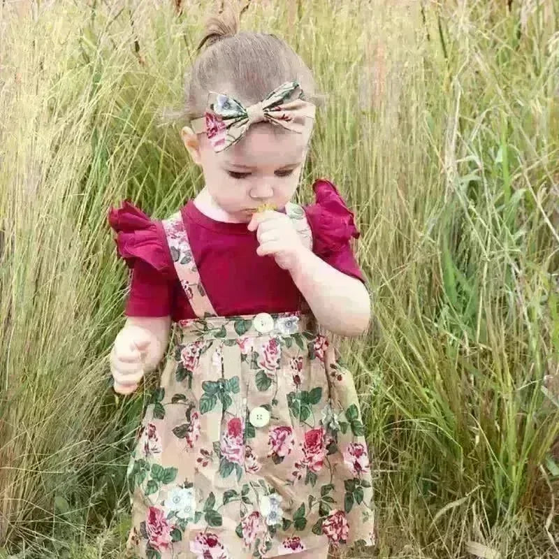 Baby Girl Floral Dress Romper Headband Set - Jessiz Boutique