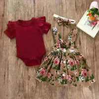 Baby Girl Floral Dress Romper Headband Set - Jessiz Boutique