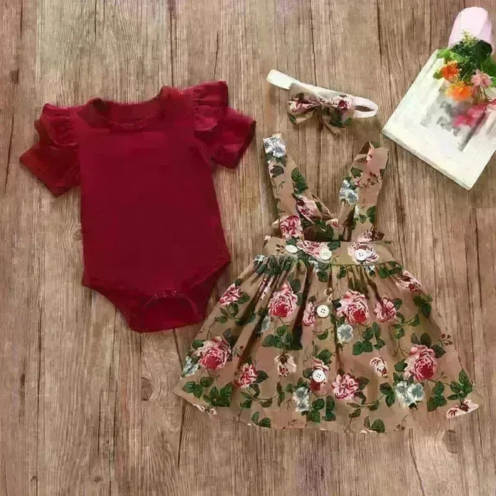 Baby Girl Floral Dress Romper Headband Set - Jessiz Boutique