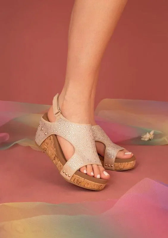 BARBARA RHINESTONE COVERED WEDGES - Jessiz Boutique