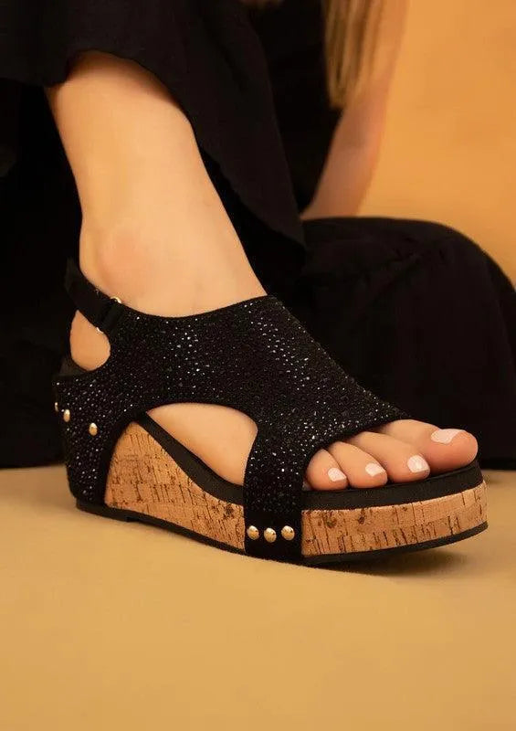 BARBARA RHINESTONE COVERED WEDGES - Jessiz Boutique