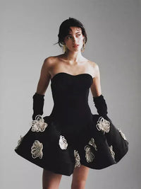 Black Floral Bandage Dress with Tutu Tutu - Jessiz Boutique
