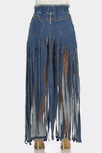 Bohemian Rhapsody Fringe Denim Skirt - Jessiz Boutique