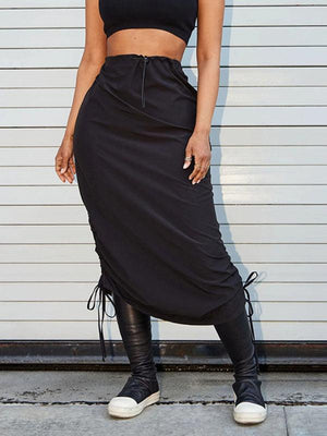 Casual Elastic Waist Drawstring Skirt - Jessiz Boutique Casual Elastic Waist Drawstring Skirt - Jessiz Boutique