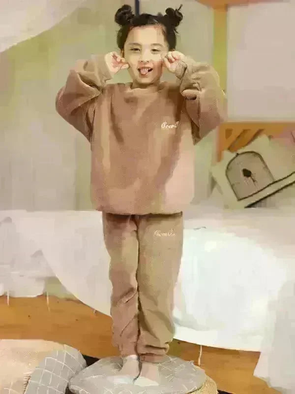 Children's Embroidered Coral Fleece Set - Jessiz Boutique
