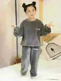 Children's Embroidered Coral Fleece Set - Jessiz Boutique