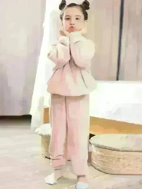 Children's Embroidered Coral Fleece Set - Jessiz Boutique