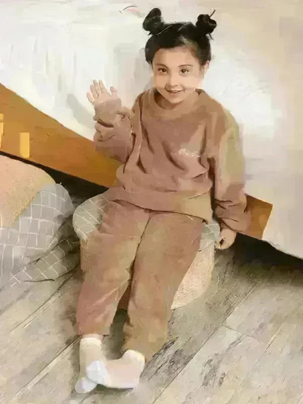 Children's Embroidered Coral Fleece Set - Jessiz Boutique