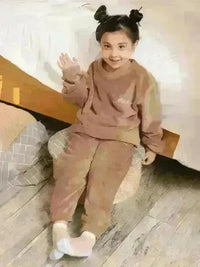 Children's Embroidered Coral Fleece Set - Jessiz Boutique