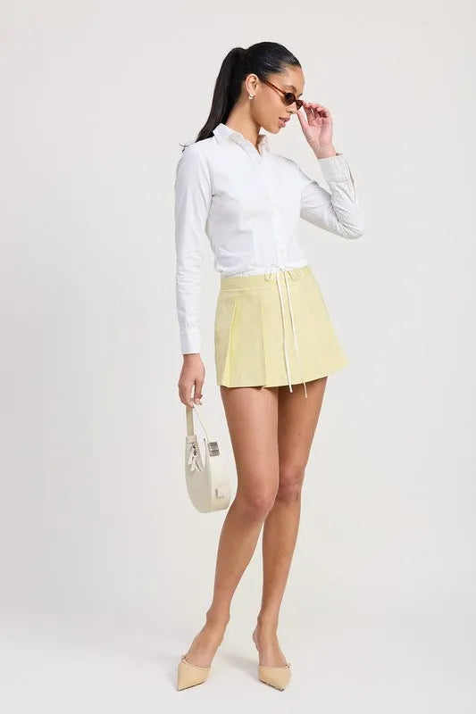 Contrasted Waist Band Pleated Skort - Jessiz Boutique