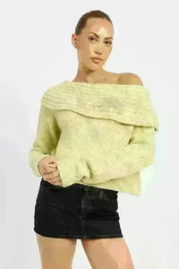 Cowl Neck Cropped Sweater - Jessiz Boutique