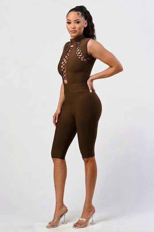 Cris Cross Bandage Romper - Jessiz Boutique