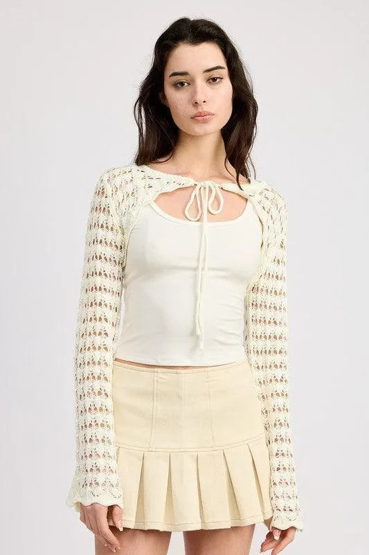Crochet Bolero with Drawstrings - Jessiz Boutique