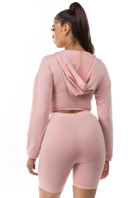 Crop Top Front Zipper Corset Two Piece Suit - Jessiz Boutique
