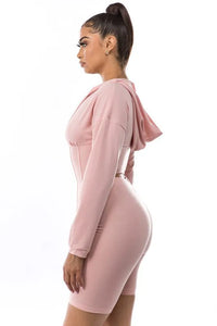 Crop Top Front Zipper Corset Two Piece Suit - Jessiz Boutique