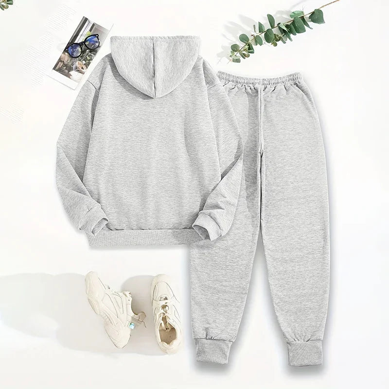 Women's 2-Piece Set Hoodie Drawstring Jogger Pants Tracksuit
