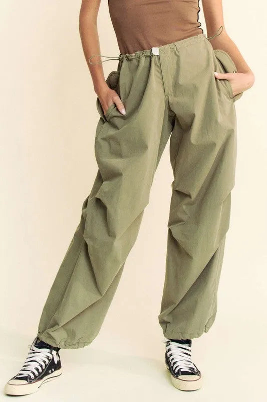 Davi & Dani Drawstring Baggy Pants with Pockets - Jessiz Boutique