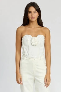 Denim Corset Top with Rosetta Detail - Jessiz Boutique