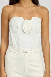 Denim Corset Top with Rosetta Detail - Jessiz Boutique