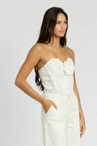 Denim Corset Top with Rosetta Detail - Jessiz Boutique