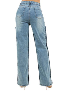 Denim Snap Button Pad Style Pants - Jessiz Boutique