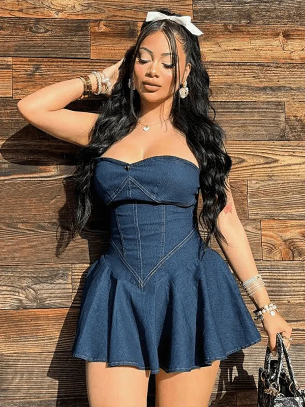 Denim Tube Top Dress - Jessiz Boutique