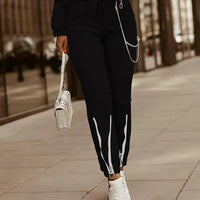 Women's Two-Piece Set Cropped Long Sleeve Top with Drawstring Pants