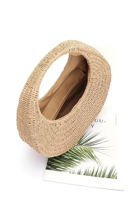 Faux Straw Wicker Moon Bag - Jessiz Boutique