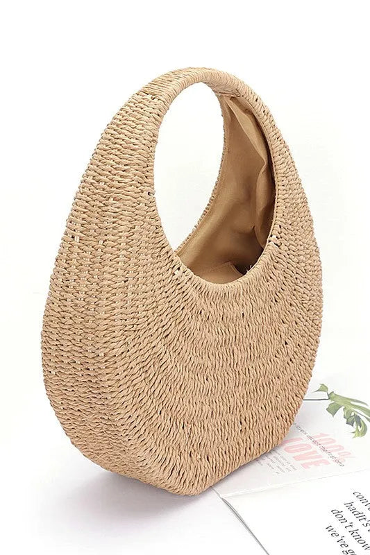 Faux Straw Wicker Moon Bag - Jessiz Boutique