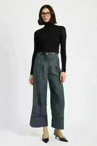 Fold Over Pleated Pants - Jessiz Boutique
