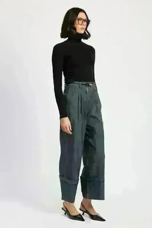 Fold Over Pleated Pants - Jessiz Boutique