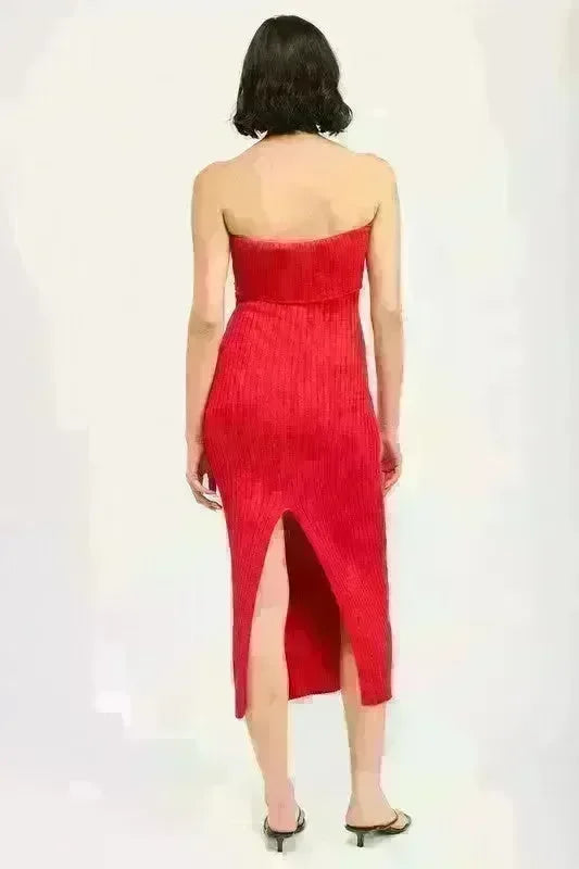 Fold Over Ribbed Tube Dress - Jessiz Boutique
