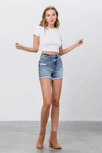Frayed Denim Mom Shorts - Jessiz Boutique
