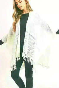 Fringe Knitted Ruana Wrap Poncho - Jessiz Boutique