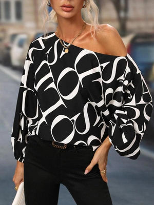 Graphic One Shoulder Top - Jessiz Boutique Graphic One Shoulder Top - Jessiz Boutique
