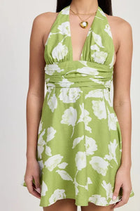 Halter Neck Floral Mini Dress - Jessiz Boutique