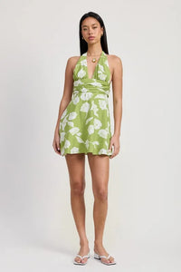 Halter Neck Floral Mini Dress - Jessiz Boutique