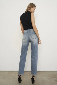 High Rise Cross Overed Girlfriend Jeans - Jessiz Boutique